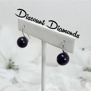 Black 10 mm South Sea Shell Pearl  Earrings 925 Silver
